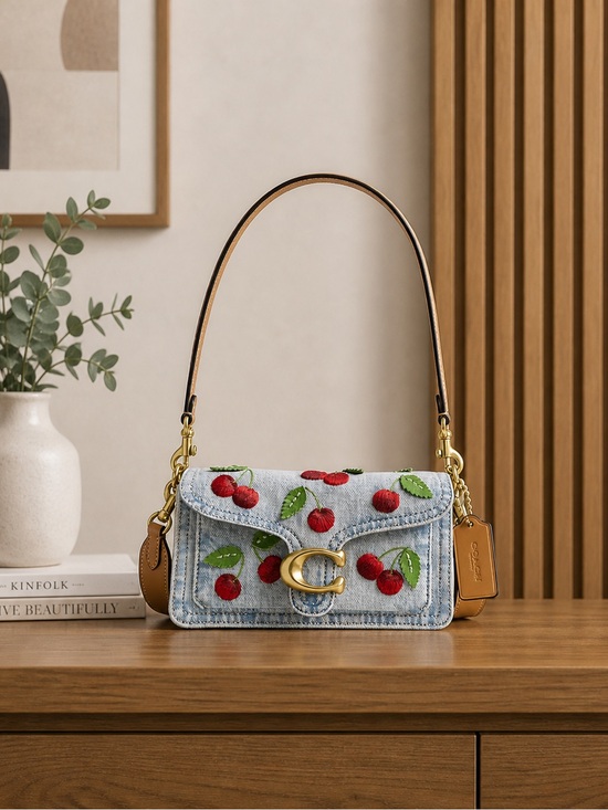 Coach Handbags - COACH Tabby Small Denim Cherry Embroidery Shoulder Bag 20